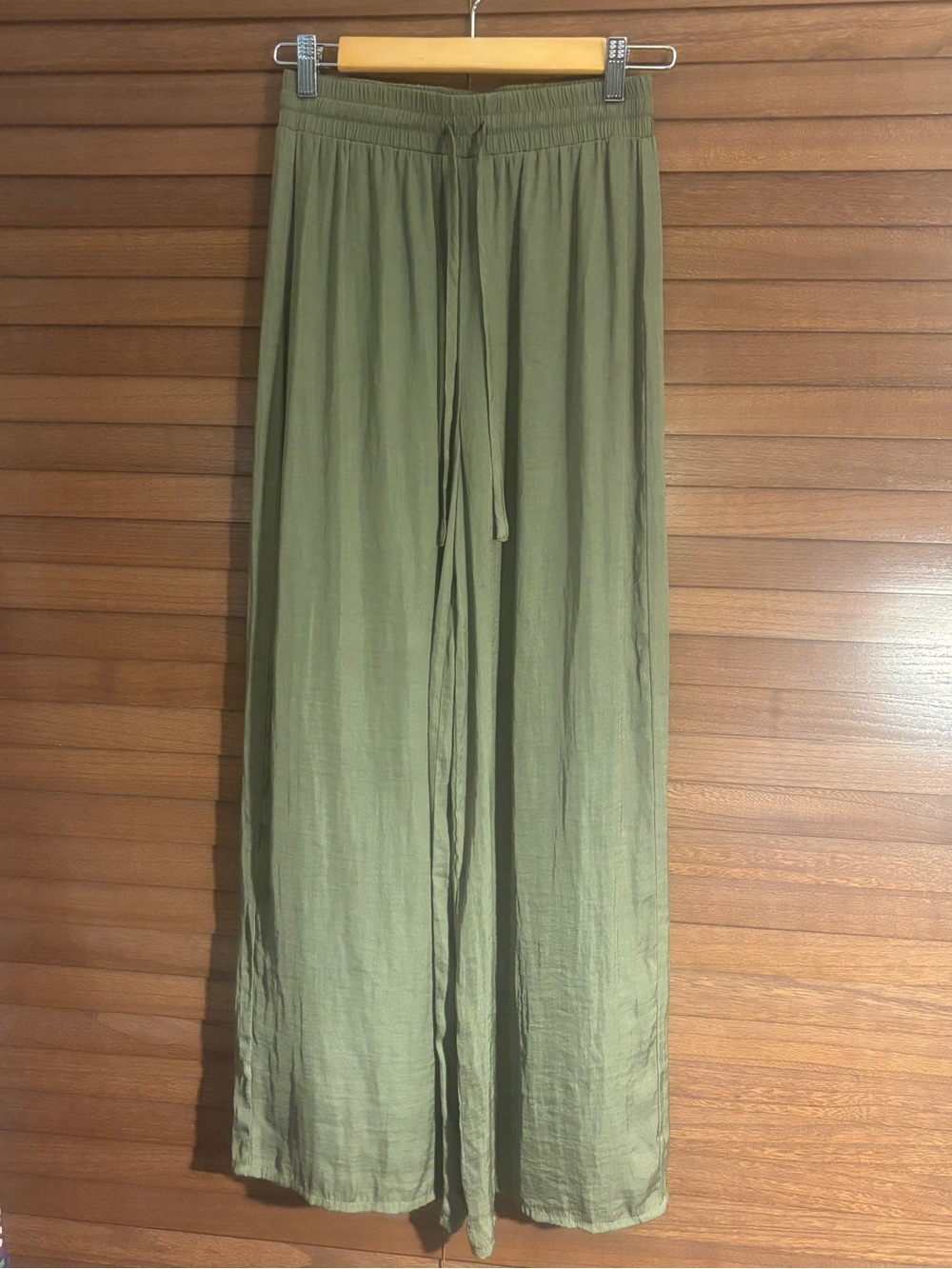 Joie Silky Olive Wide Leg Pull On Pants Elastic Waist